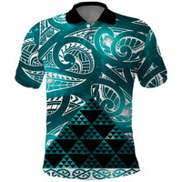 Matariki New Zealand Polo Shirt NZ Niho Taniwha Maori New Year Cyan Galaxy LT14 Cyan - Polynesian Pride