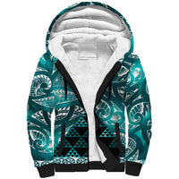 Matariki New Zealand Sherpa Hoodie NZ Niho Taniwha Maori New Year Cyan Galaxy LT14 Unisex Cyan - Polynesian Pride