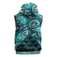 Matariki New Zealand Sleeveless Hoodie NZ Niho Taniwha Maori New Year Cyan Galaxy LT14 - Polynesian Pride