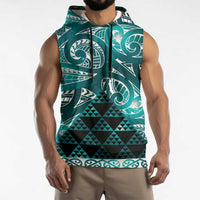 Matariki New Zealand Sleeveless Hoodie NZ Niho Taniwha Maori New Year Cyan Galaxy LT14 - Polynesian Pride