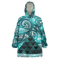 Matariki New Zealand Wearable Blanket Hoodie NZ Niho Taniwha Maori New Year Cyan Galaxy LT14 One Size Cyan - Polynesian Pride