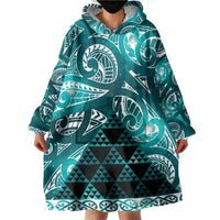 Matariki New Zealand Wearable Blanket Hoodie NZ Niho Taniwha Maori New Year Cyan Galaxy LT14 - Polynesian Pride