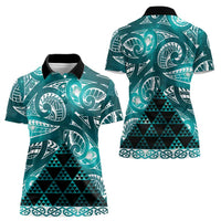 Matariki New Zealand Women Polo Shirt NZ Niho Taniwha Maori New Year Cyan Galaxy LT14 - Polynesian Pride