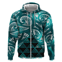 Matariki New Zealand Zip Hoodie NZ Niho Taniwha Maori New Year Cyan Galaxy LT14 Zip Hoodie Cyan - Polynesian Pride