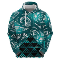 Matariki New Zealand Zip Hoodie NZ Niho Taniwha Maori New Year Cyan Galaxy LT14 - Polynesian Pride