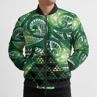Matariki New Zealand Bomber Puffer Jacket NZ Niho Taniwha Maori New Year Green Galaxy