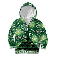 Matariki New Zealand Kid Hoodie NZ Niho Taniwha Maori New Year Green Galaxy LT14 Zip Hoodie Green - Polynesian Pride