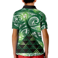 Matariki New Zealand Kid Polo Shirt NZ Niho Taniwha Maori New Year Green Galaxy LT14 - Polynesian Pride