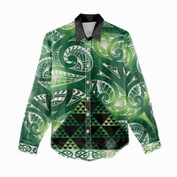 Matariki New Zealand Women Casual Shirt NZ Niho Taniwha Maori New Year Green Galaxy LT14 - Polynesian Pride
