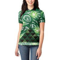 Matariki New Zealand Women Polo Shirt NZ Niho Taniwha Maori New Year Green Galaxy LT14 - Polynesian Pride