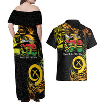 Personalised Vanuatu 678 Couples Matching Off Shoulder Maxi Dress and Hawaiian Shirt Proud To Be A Ni-Van LT14 - Polynesian Pride