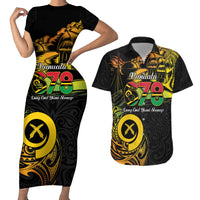 Personalised Vanuatu 678 Couples Matching Short Sleeve Bodycon Dress and Hawaiian Shirt Proud To Be A Ni-Van LT14 Black - Polynesian Pride