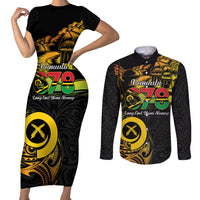 Personalised Vanuatu 678 Couples Matching Short Sleeve Bodycon Dress and Long Sleeve Button Shirt Proud To Be A Ni-Van LT14 Black - Polynesian Pride