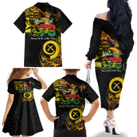 Personalised Vanuatu 678 Family Matching Off The Shoulder Long Sleeve Dress and Hawaiian Shirt Proud To Be A Ni-Van LT14 - Polynesian Pride