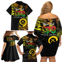 Personalised Vanuatu 678 Family Matching Off Shoulder Short Dress and Hawaiian Shirt Proud To Be A Ni-Van LT14 - Polynesian Pride