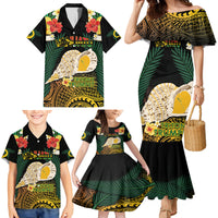 Vanuatu Triton's Trumpet Family Matching Mermaid Dress and Hawaiian Shirt Tropical Flowers Vanuatuan Map LT14 - Polynesian Pride