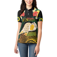 Vanuatu Triton's Trumpet Women Polo Shirt Tropical Flowers Vanuatuan Map