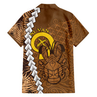 Vanuatu Coconut Crab Family Matching Puletasi and Hawaiian Shirt Ni-Van Tropical Leaves With Sand Drawing Art LT14 - Polynesian Pride