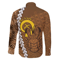 Vanuatu Coconut Crab Family Matching Short Sleeve Bodycon Dress and Hawaiian Shirt Ni-Van Tropical Leaves With Sand Drawing Art LT14 - Polynesian Pride