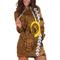 Vanuatu Coconut Crab Hoodie Dress Ni-Van Tropical Leaves With Sand Drawing Art LT14 Brown - Polynesian Pride