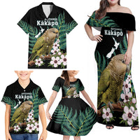 Personalised New Zealand Kakapo Family Matching Off Shoulder Maxi Dress and Hawaiian Shirt Aotearoa Fern With Manuka LT14 - Polynesian Pride