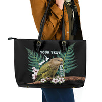 Personalised New Zealand Kakapo Leather Tote Bag Aotearoa Fern With Manuka LT14 - Polynesian Pride