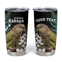 Personalised New Zealand Kakapo Tumbler Cup Aotearoa Fern With Manuka LT14 Black - Polynesian Pride