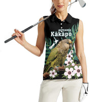 Personalised New Zealand Kakapo Women Sleeveless Polo Shirt Aotearoa Fern With Manuka LT14 - Polynesian Pride