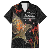Personalised New Zealand Kea Family Matching Long Sleeve Bodycon Dress and Hawaiian Shirt Nestor Notabilis With Harakeke Maori Pattern LT14 Dad's Shirt - Short Sleeve Black - Polynesian Pride