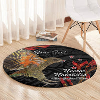 Personalised New Zealand Kea Round Carpet Nestor Notabilis With Harakeke Maori Pattern