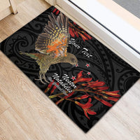 Personalised New Zealand Kea Rubber Doormat Nestor Notabilis With Harakeke Maori Pattern
