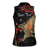 Personalised New Zealand Kea Women Sleeveless Polo Shirt Nestor Notabilis With Harakeke Maori Pattern LT14 - Polynesian Pride