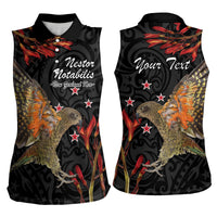 Personalised New Zealand Kea Women Sleeveless Polo Shirt Nestor Notabilis With Harakeke Maori Pattern LT14 - Polynesian Pride