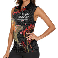 Personalised New Zealand Kea Women Sleeveless Polo Shirt Nestor Notabilis With Harakeke Maori Pattern LT14 - Polynesian Pride