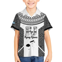 Custom Fiji Tapa Rugby Hawaiian Shirt Flying Fijian Black And White Version