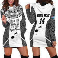 Custom Fiji Tapa Rugby Hoodie Dress Flying Fijian Black And White Version LT14 - Polynesian Pride