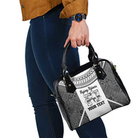 Custom Fiji Tapa Rugby Shoulder Handbag Flying Fijian Black And White Version