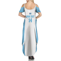 Custom Fiji Tapa Rugby Family Matching Summer Maxi Dress and Hawaiian Shirt Flying Fijian Blue And White Version LT14 - Polynesian Pride