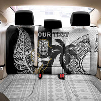 Custom Fiji And New Zealand Rugby Back Car Seat Cover Aotearoa Silver Fern Mix Fijian Tapa Pattern LT14 - Polynesian Pride