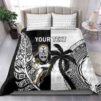 Custom Fiji And New Zealand Rugby Bedding Set Aotearoa Silver Fern Mix Fijian Tapa Pattern LT14 - Polynesian Pride
