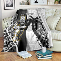 Custom Fiji And New Zealand Rugby Blanket Aotearoa Silver Fern Mix Fijian Tapa Pattern LT14 Black - Polynesian Pride