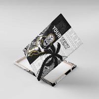 Custom Fiji And New Zealand Rugby Canvas Wall Art Aotearoa Silver Fern Mix Fijian Tapa Pattern LT14 With Frame Black - Polynesian Pride