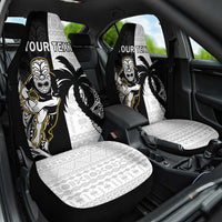 Custom Fiji And New Zealand Rugby Car Seat Cover Aotearoa Silver Fern Mix Fijian Tapa Pattern LT14 One Size Black - Polynesian Pride