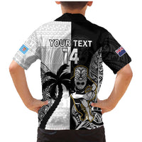 Custom Fiji And New Zealand Rugby Family Matching Mermaid Dress and Hawaiian Shirt Aotearoa Silver Fern Mix Fijian Tapa Pattern LT14 - Polynesian Pride