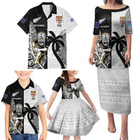 Custom Fiji And New Zealand Rugby Family Matching Puletasi and Hawaiian Shirt Aotearoa Silver Fern Mix Fijian Tapa Pattern LT14 - Polynesian Pride