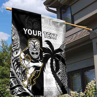 Custom Fiji And New Zealand Rugby Garden Flag Aotearoa Silver Fern Mix Fijian Tapa Pattern LT14 - Polynesian Pride