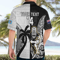 Custom Fiji And New Zealand Rugby Hawaiian Shirt Aotearoa Silver Fern Mix Fijian Tapa Pattern LT14 - Polynesian Pride