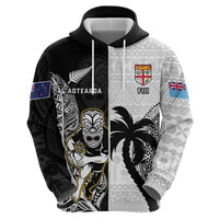 Custom Fiji And New Zealand Rugby Hoodie Aotearoa Silver Fern Mix Fijian Tapa Pattern LT14 - Polynesian Pride