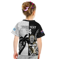 Custom Fiji And New Zealand Rugby Kid T Shirt Aotearoa Silver Fern Mix Fijian Tapa Pattern LT14 - Polynesian Pride