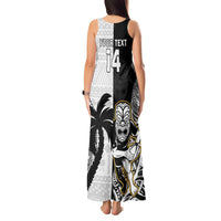 Custom Fiji And New Zealand Rugby Tank Maxi Dress Aotearoa Silver Fern Mix Fijian Tapa Pattern LT14 - Polynesian Pride